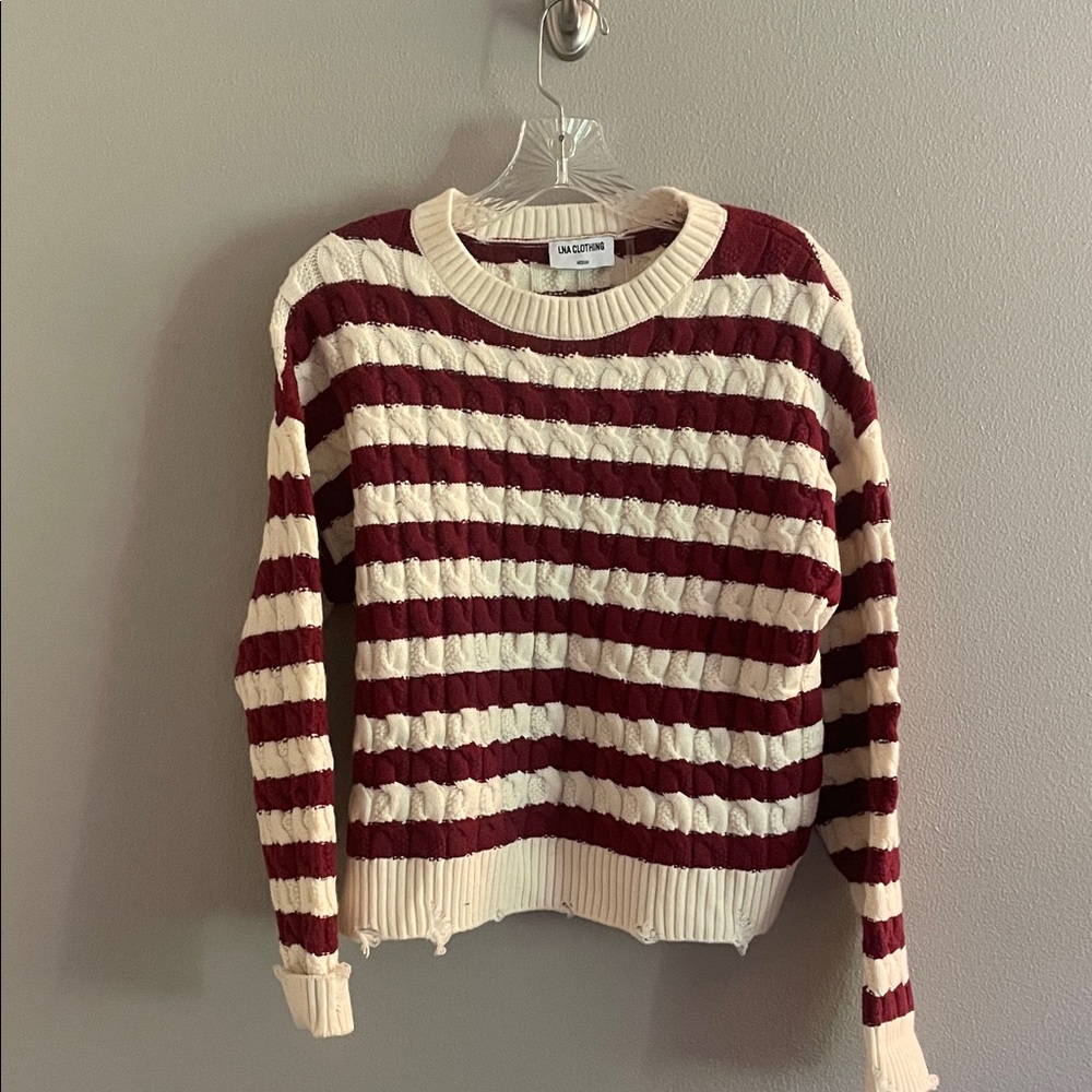 LNA Clothing Striped Cable-knit Sweater Size‎ L